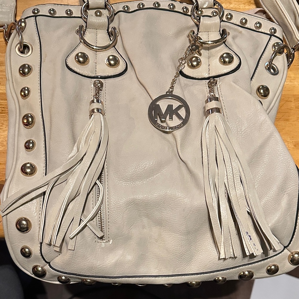 Michael Kors White Shoulder Bag with Tassels